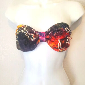 💚5/$25 Strapless Tie Back Crop Top Size Medium Bandeau Bra Top Beach Resortwear